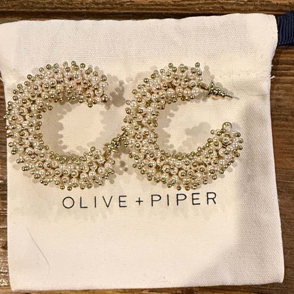 Olive + Piper Gold and Cream Earrings